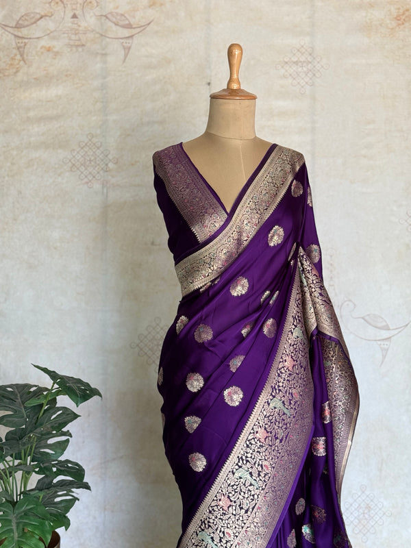 Manjari - Pure Satin Silk Meenakari Saree
