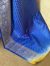 M.S Blue Banarasi Saree with Silver Zari Jaal Border