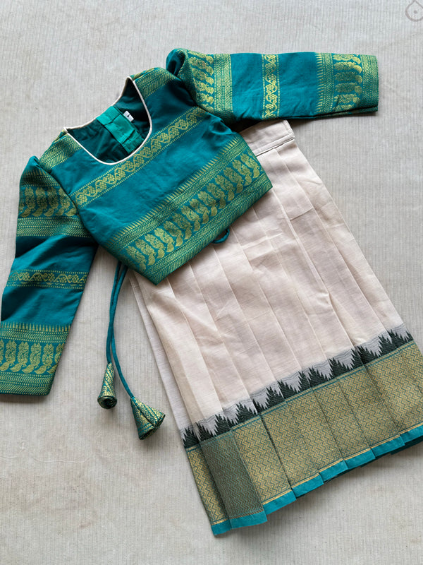 Aakriti Semi Silk Crop Top with Skirt Set - Festive Wear