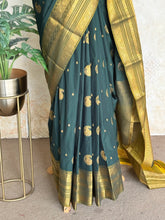Semi Kanchi Silk Saree – Green & Gold Saree