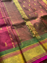 Pure Thirubuvanam Silk Saree – Deep Maroon Red with Contrast Green Zari Border