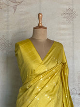 Raadha - Adorable Mustard Yellow Borderless Tussar Saree