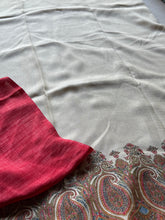 Soft Kashmir Pashmina Saree – Ivory Paisley Weave