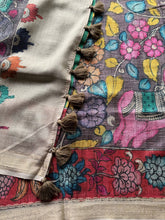 Gulmohar - Pen Kalamkari Tussar Silk Saree with Zari Border & Artistic Pallu