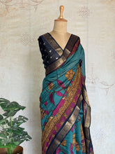 Parijata - Dola Silk With Kalamkari Prints And Zari Border