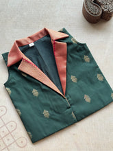 Anicham - 2 in 1 Deep Green Frock with Zari Border & Overcoat Express