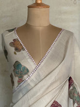 Shraddha - Linen Floral Applique Saree — Hakoba Lace Border