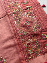 Ceya Linen Saree with Hand Floral Embroidery