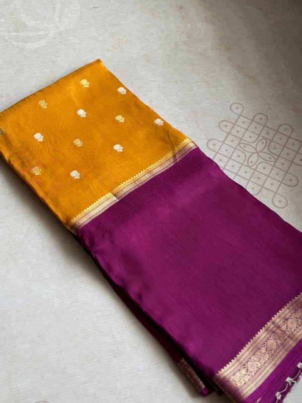Mysore Crepe Silk Mubbagam Saree – Festive & Ethnic Wear