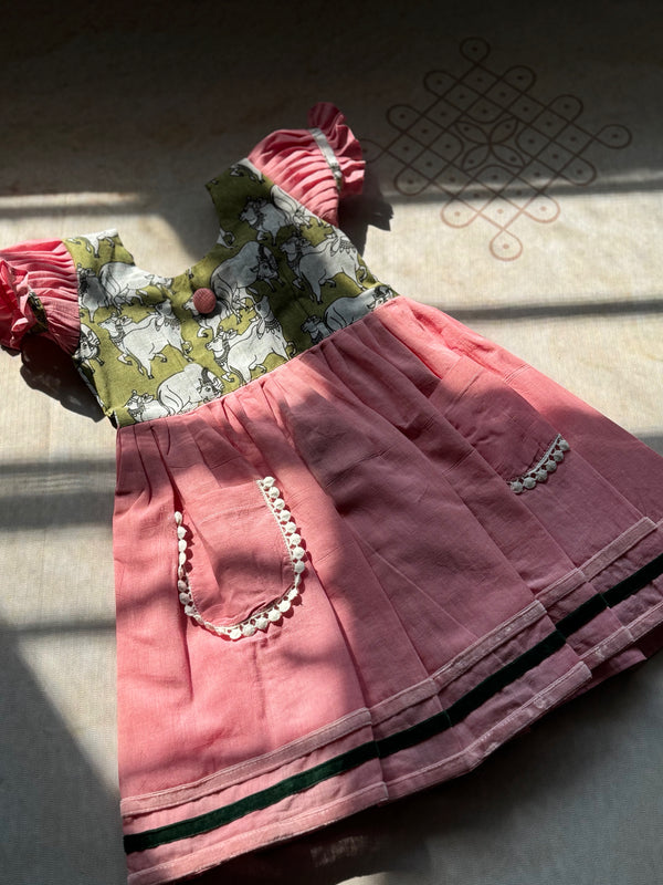 Sungudi Cotton Pichwai Print Kids Frock Express