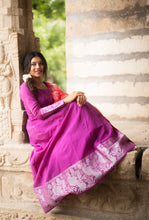Rutvi - Pure Cotton Full Sleeve Anarkali Dress with Woven Dupatta – Royal Purple
