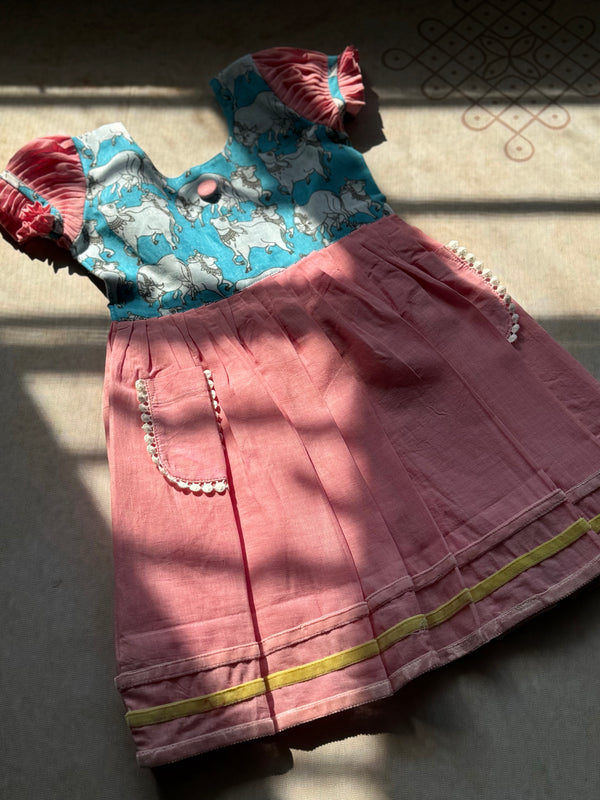 Sungudi Cotton Pichwai Print Kids Frock Express