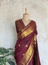 Semi Kanchi Silk Saree – Maroon & Gold Saree