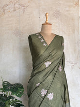 Charvi - Elegant Green Tussar Embroidered Saree