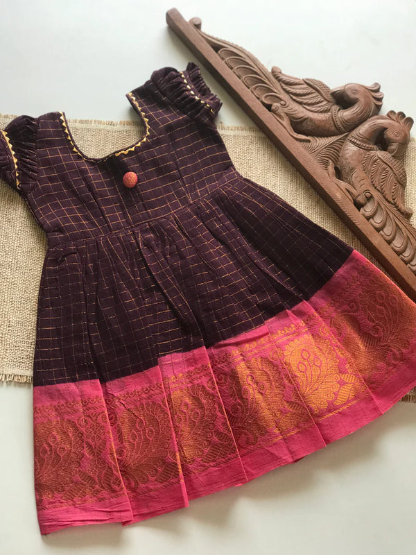 Sungudi Kids Frock - Zari Checkered Express
