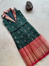 Anicham - 2 in 1 Deep Green Frock with Zari Border & Overcoat Express