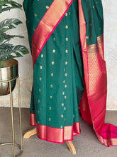 Semi Kanchi Silk Saree – Green & Pink Saree