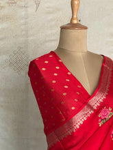 Vandita - Pure Chiffon Saree with Cross Stitch Floral Embroidery