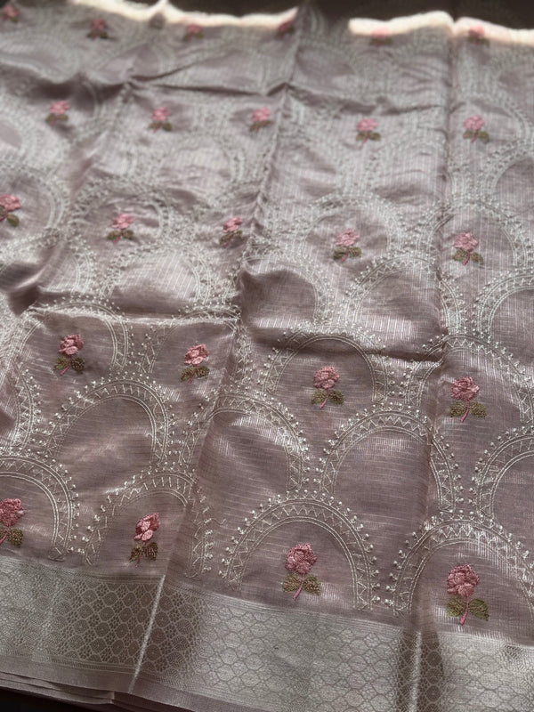 Ciranya Linen - Embroidered Kora Saree
