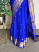 Semi Kanchi Silk Saree – M.s  Blue & Gold