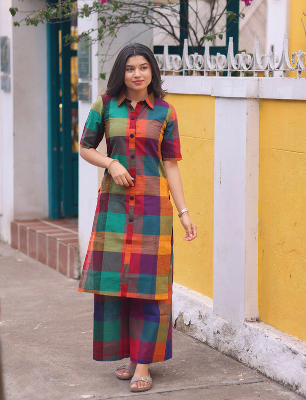 Kadhambam - Madras Checks Co-ord Set