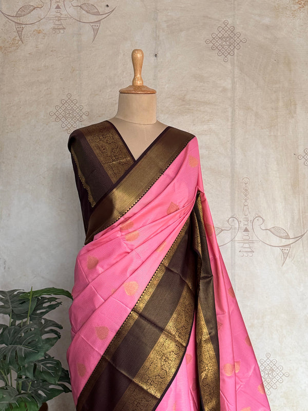 Semi Kanchi Silk Vairaoosi Saree with Double Border (Dvaya Navaratri Collection)