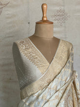 Vrishti - Mushru Satin Silk Saree with Antique Zari Jaal Weaving