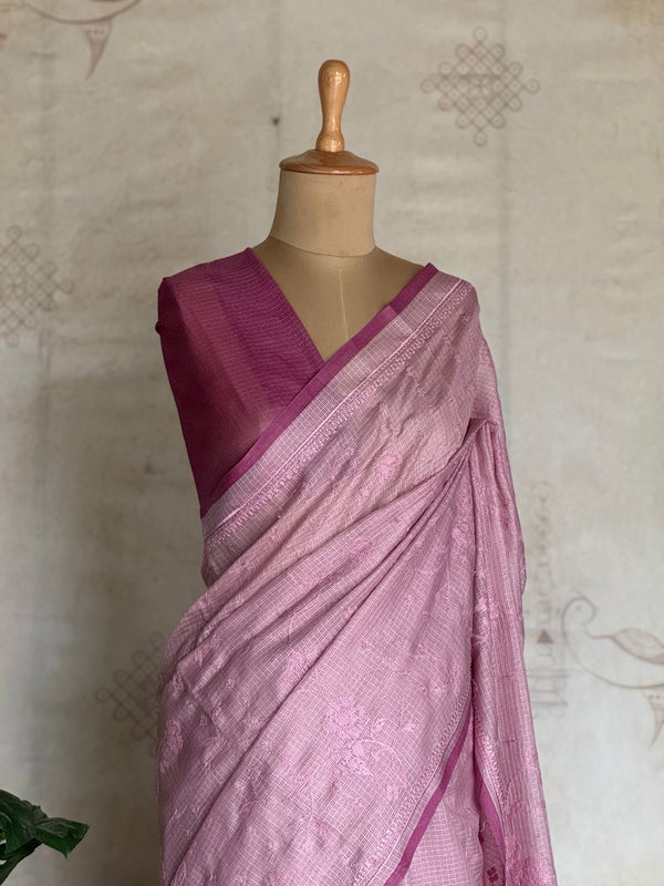 Diksha - Kota Cotton Cross Stitch Embroidered Saree