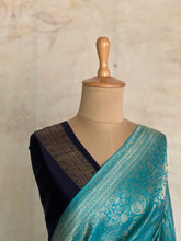 Aaranya Mushru Silk Saree – Turquoise Blue with Silver Zari