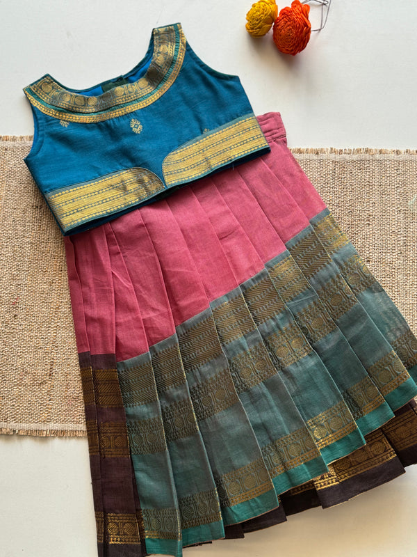 Chettinad Cotton Overlapped Skirt with Crop top- Diwali Collection Express