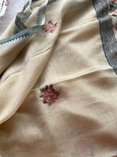 Ceya Linen Saree with Hand Floral Embroidery