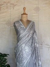 Kayal - Ash Embroidered Pure Kota Silk Saree