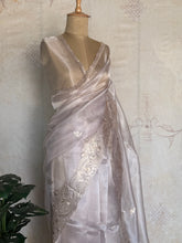 Soft Organza Pita Work Embroidered Saree with Scalloped Edges