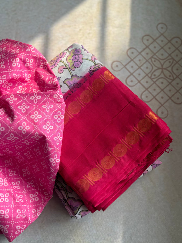 Sungudi Cotton Print Saree