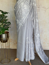 Kayal - Ash Embroidered Pure Kota Silk Saree