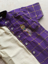 Magilan - Velum Mayilum Hand-Embroidered Boys Shirt & Trouser Set — South Indian Traditional Ethnic Wear Onam Edit