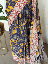 Pure Chennuri Silk Kalamkari Saree with Zari Border & Peacock Pallu