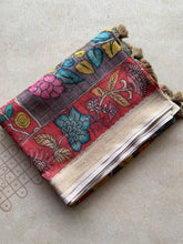 Gulmohar - Pen Kalamkari Tussar Silk Saree with Zari Border & Artistic Pallu