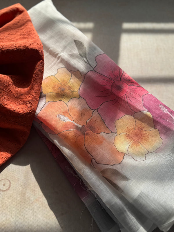 Kaira - Floral Linen Saree
