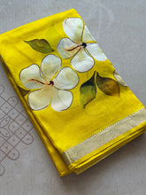 Mangalgiri Digital Printed Saree with Floral Print & Silver Zari Border