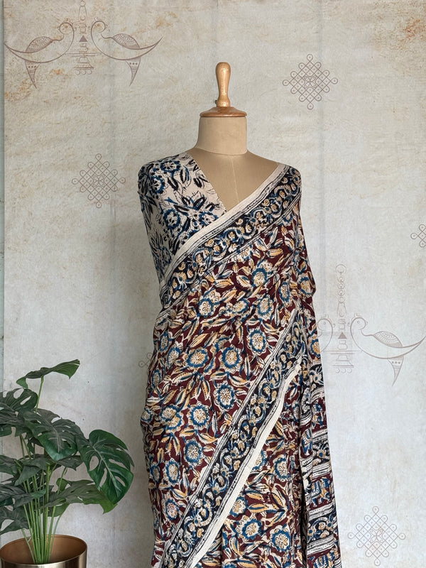Arohi - Pure Kalamkari Handblock Printed Silk Saree