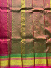 Pure Thirubuvanam Silk Saree – Deep Maroon Red with Contrast Green Zari Border