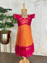 Venba - Kids A-Line Dress with Zari Yoke & Contrast Border