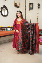 Dwaraka - Raw Silk 3-Piece Suit Set with Kalamkari Dupatta