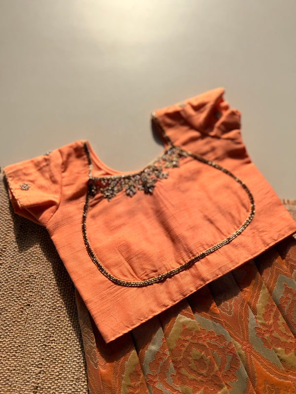Mini Pattu Kids Crop Top and Skirt