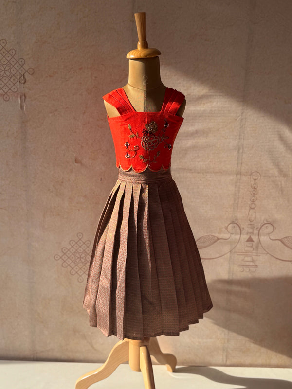 Brocade Crop Top and Skirt