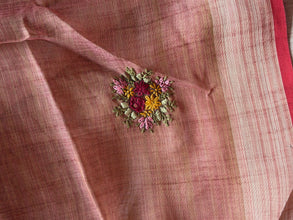 Ceya Linen Saree with Hand Floral Embroidery