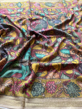 Gulmohar - Pen Kalamkari Tussar Silk Saree with Zari Border & Artistic Pallu