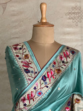 Ambika - Paithani Tussar Saree in Aqua Blue