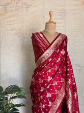 Yamini - Pure Banarasi Mushru Saree With Jaal Weaving